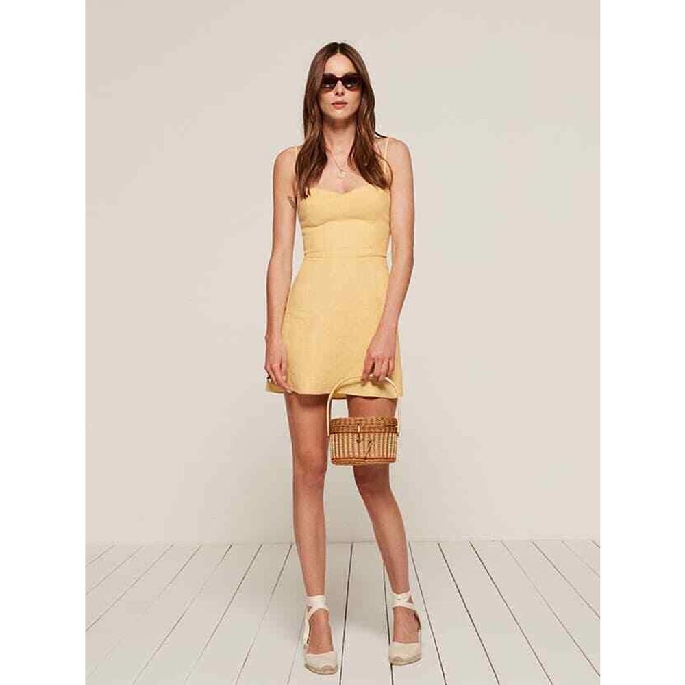 Reformation Audrey Yellow Mini Dress 0 XS Rare
